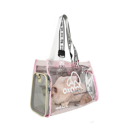 Cat Carrying Bag Shoulder Tote Pink Transparent Handbag