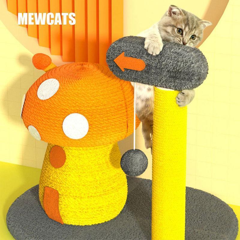 Indoor Mushroom Shape Cat Scratching Post, Interactive Cat Crab Furniture Protector with Sisal Rope Twisted, Scratch Resistant With The Bottom Pad, 11.8 X 15Inches Indoor Mushroom Shape Cat Scratching Post, Interactive Cat Crab Furniture Protector with Sisal Rope Twisted, Scratch Resistant With The Bottom Pad, 11.8 X 15Inches