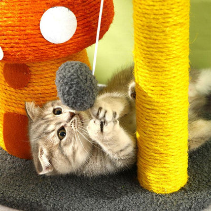 Cat Climbing Frame Cute Mushroom Shape Scratching Post Sisal Cat Tree