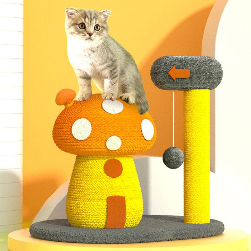 Cat Climbing Frame Cute Mushroom Shape Scratching Post Sisal Cat Tree