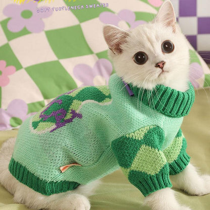 Cat Clothes 2 Color Warm Cute Turtleneck Sweater