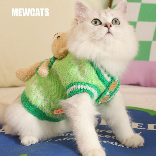 Cat Clothes 2 Style Warm Bear Rabbit Sweater