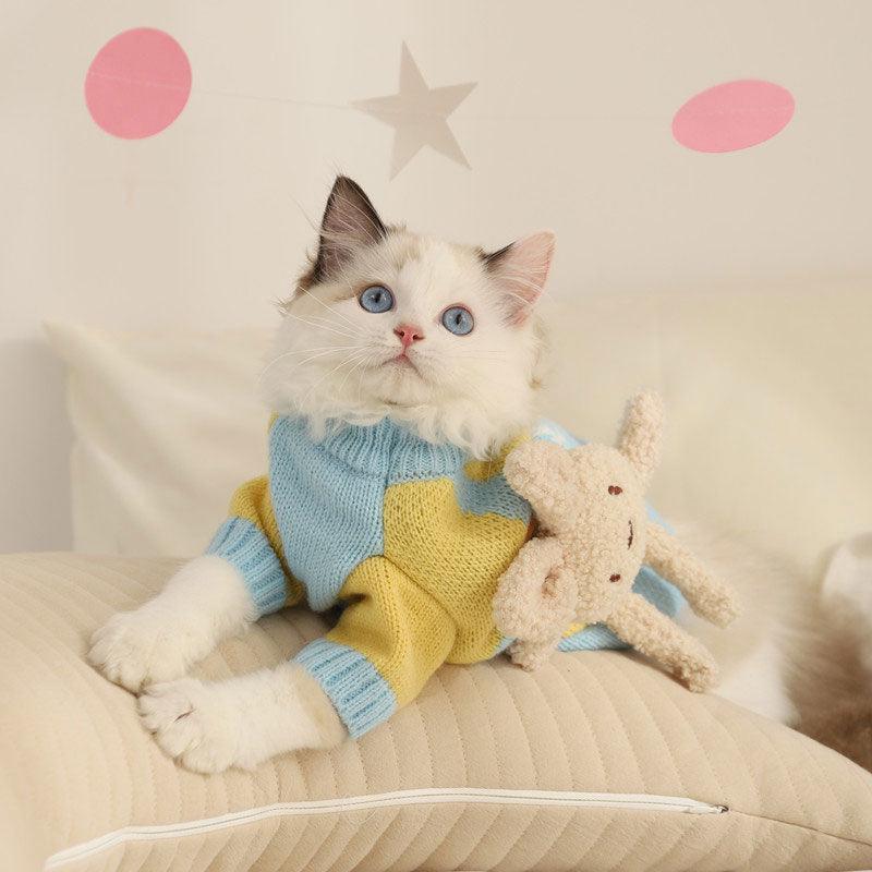 Cat Clothes 2 Style Warm Bear Rabbit Sweater