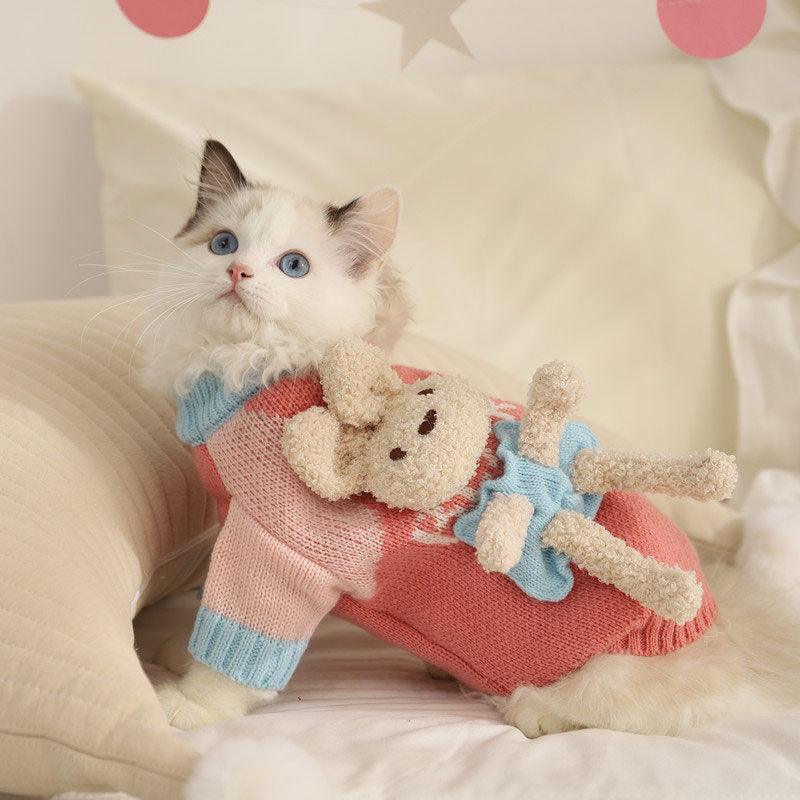 Cat Clothes 2 Style Warm Bear Rabbit Sweater