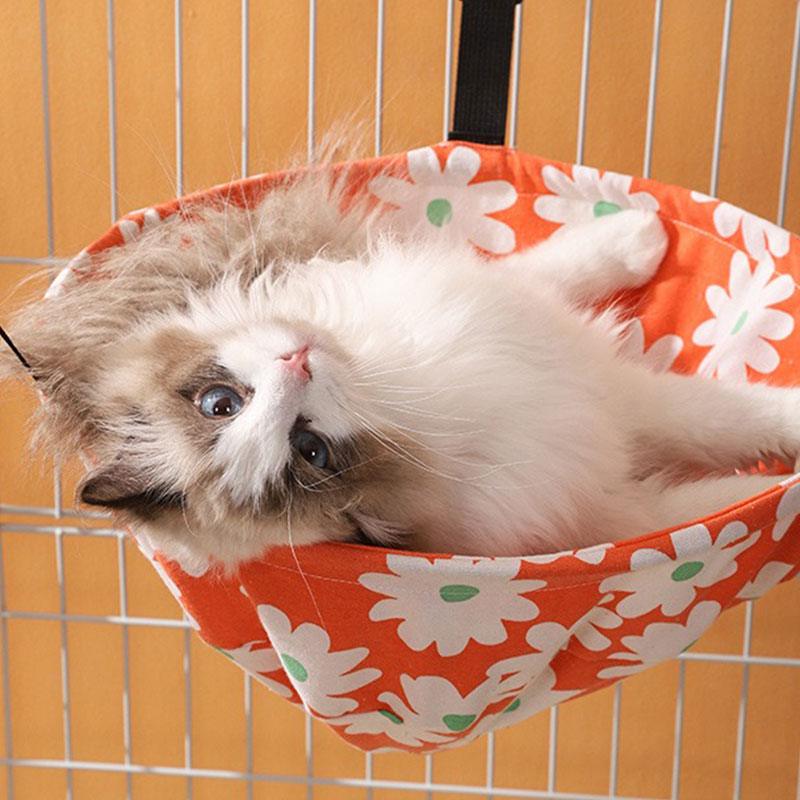 Cat Hammock for Cage Orange Adjustable Cute Summer Cat Bed