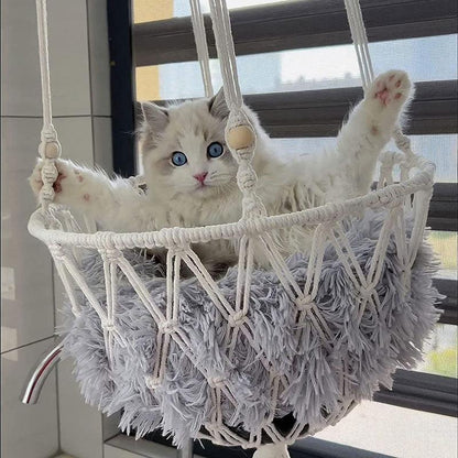 Cat Hammock Nest Handmade Cotton Rope Swing Bed - MEWCATS