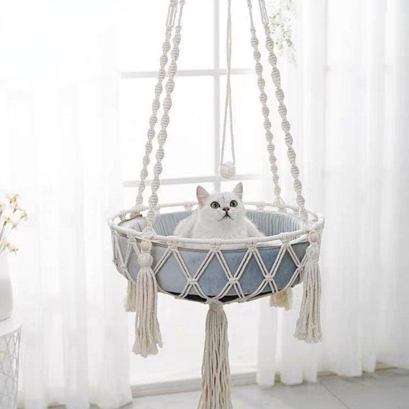 Cat Hammock Nest Handmade Cotton Rope Summer Swing Toy Bed (1)