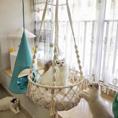 Cat Hammock Nest Handmade Cotton Rope Summer Swing Toy Bed (1)
