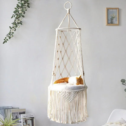 Cat Hammock Nest Handmade Cotton Rope Swing Bed - MEWCATS