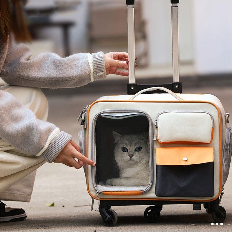 Cat Rolling Carrier Backpack With Wheels Trolley Bag - MEWCATS