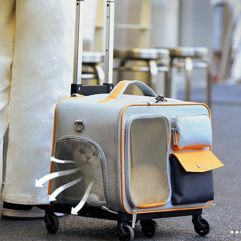 Cat Rolling Carrier Backpack With Wheels Trolley Bag - MEWCATS
