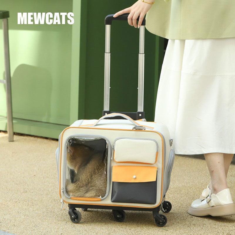 Cat Rolling Carrier Backpack With Wheels Trolley Bag - MEWCATS