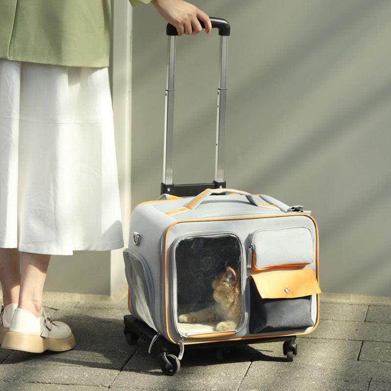 Cat Rolling Carrier Backpack With Wheels Trolley Bag - MEWCATS