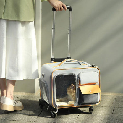 Cat Rolling Carrier Backpack With Wheels Trolley Bag - MEWCATS