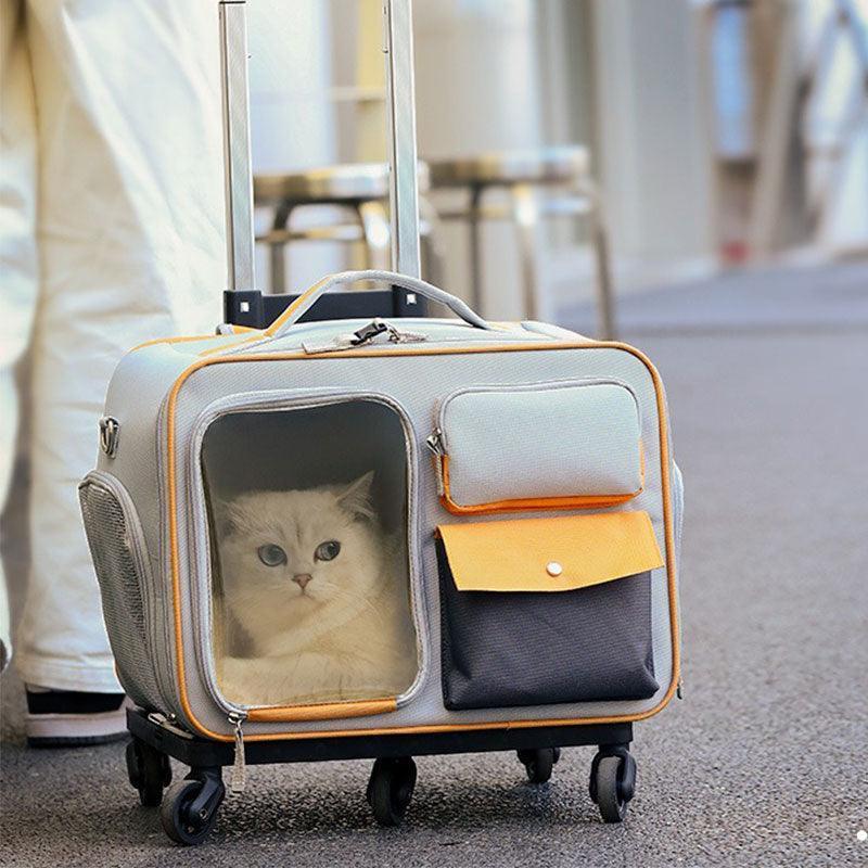 Cat Rolling Carrier Backpack With Wheels Trolley Bag - MEWCATS