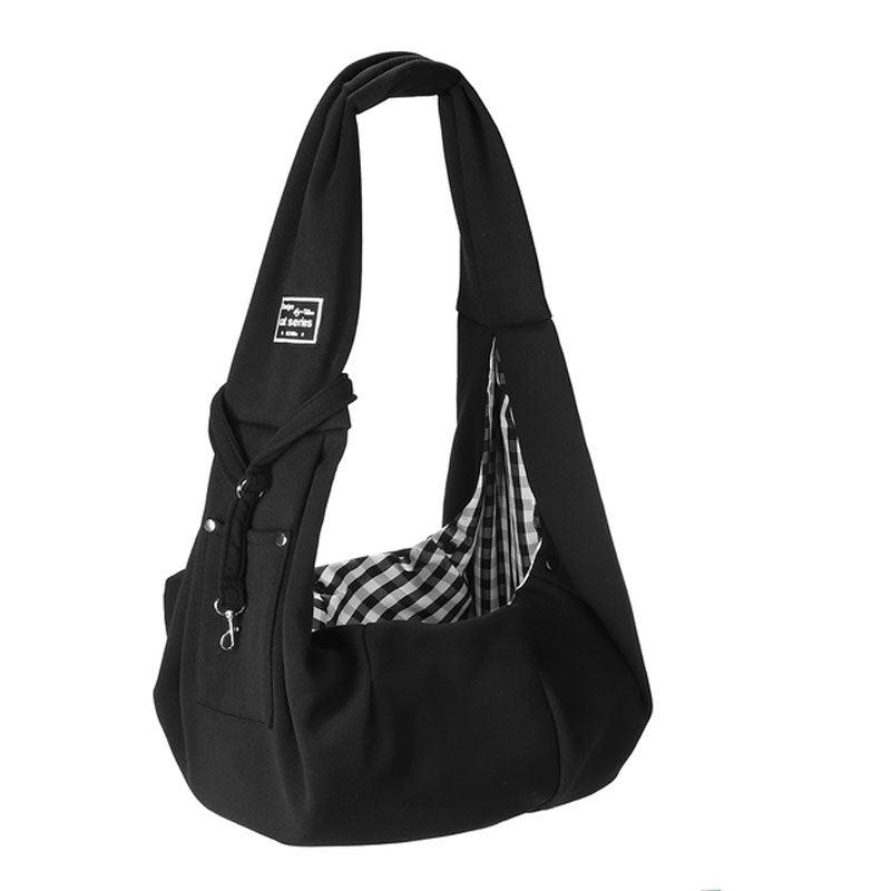 Cat Sling Bag Shoulder Cotton Comfort Black Foldable Pet Handbag