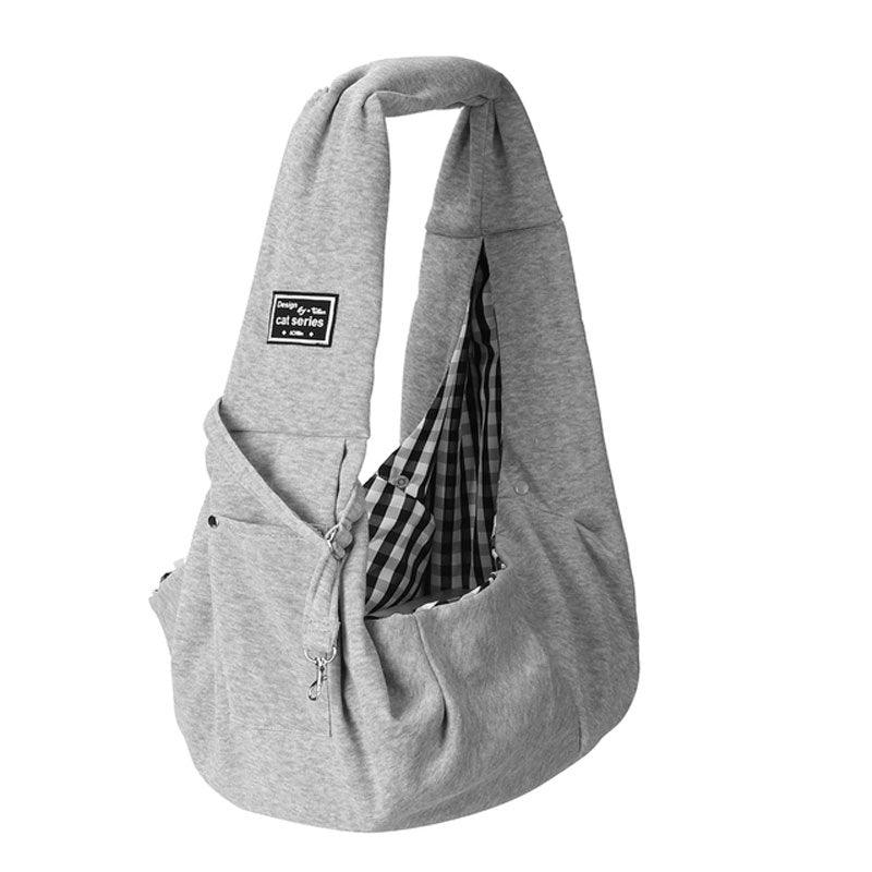 Cat Sling Bag Shoulder Cotton Comfort Grey Foldable Pet Handbag