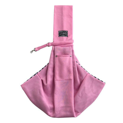 Cat Sling Bag Shoulder Cotton Comfort Pink Foldable Pet Handbag