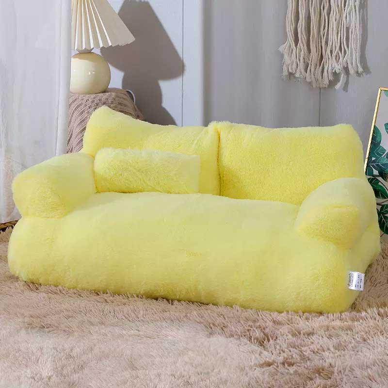 Cat Sofa Bed Washable Fluffy Yellow Couch (5)
