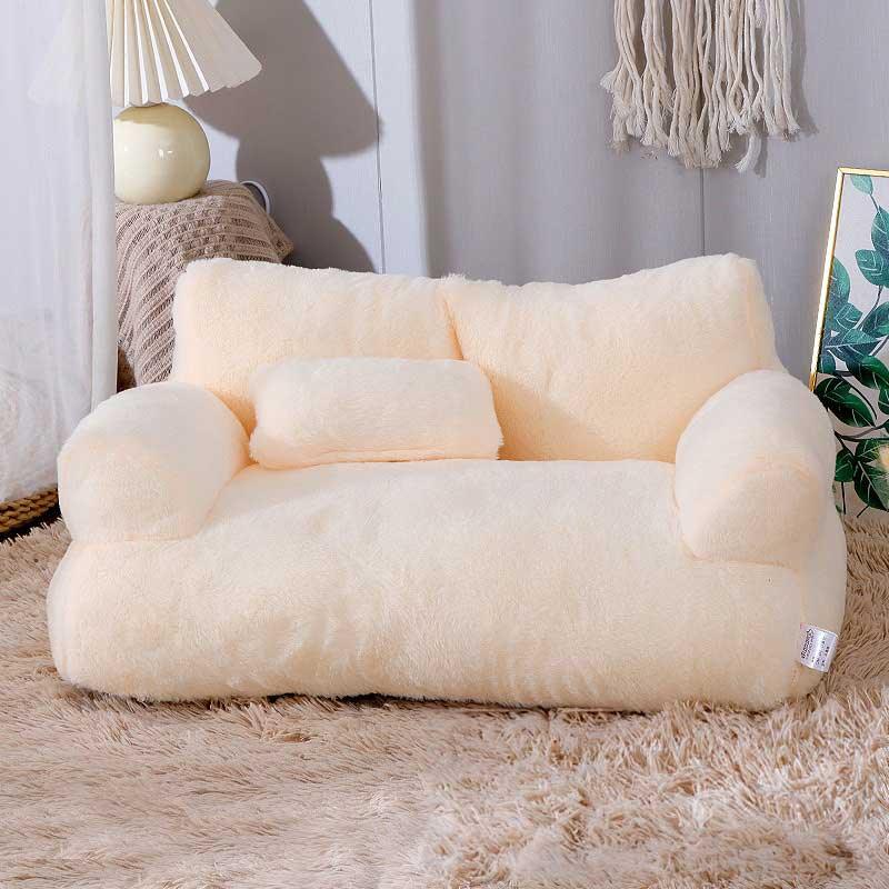 Cat Sofa Bed Washable Fluffy Beige Couch (5)