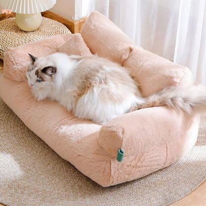 Cat Sofa Bed Removable washable Non-Slip Bottom Fluffy Beige Cat Couch