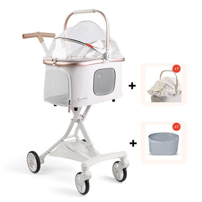Cat Stroller Carrier With Wheels Foldable Basket - MEWCATS