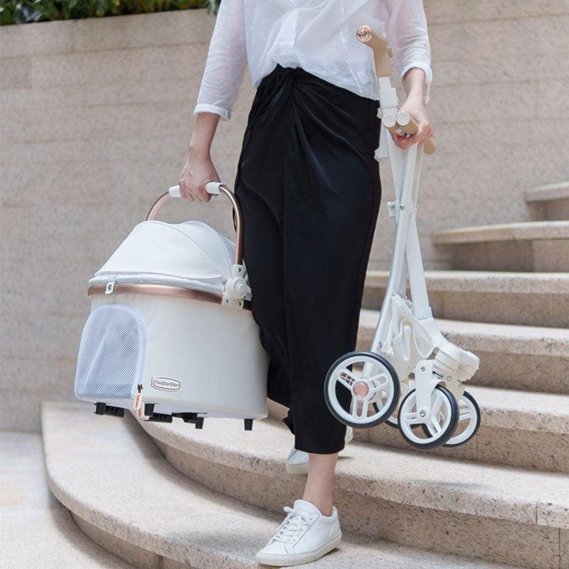 Cat Stroller Carrier With Wheels Foldable Basket - MEWCATS