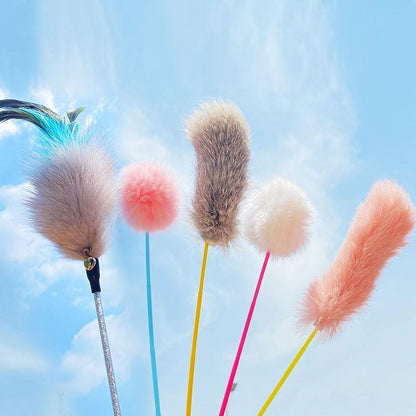 Cat Toys Teaser Kitty Stick Interactive Bell Ball