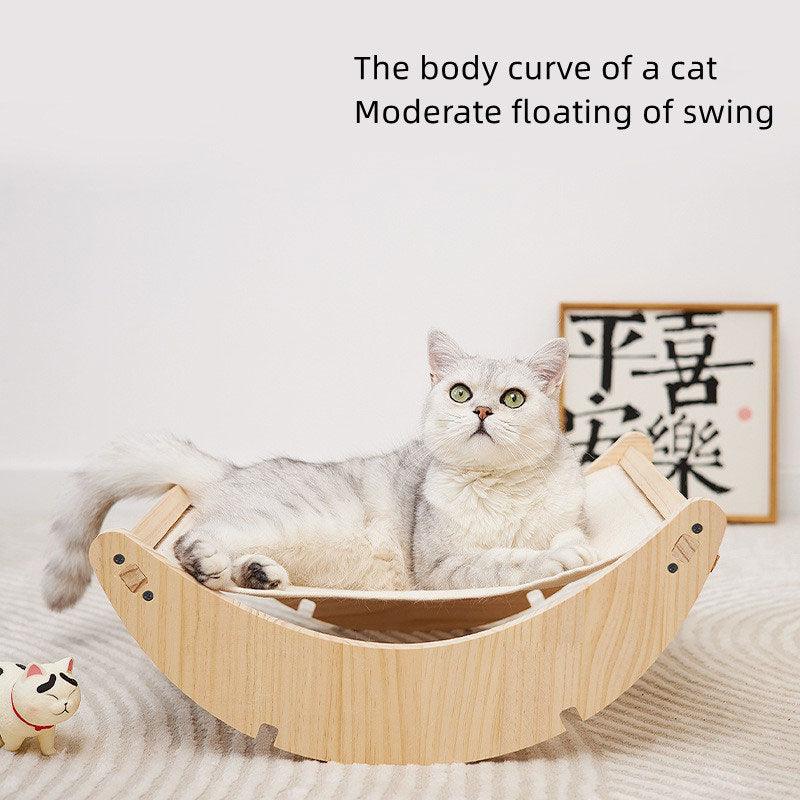 Cat Hammock Solid Wood Pet Cradle Bed Removable Washable Four Seasons Universal - MEWCATS