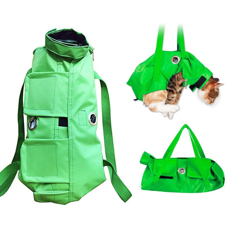 Cat Bag for Cleaning Ear Trimming Nail Care Hospital Green Pet Handbag