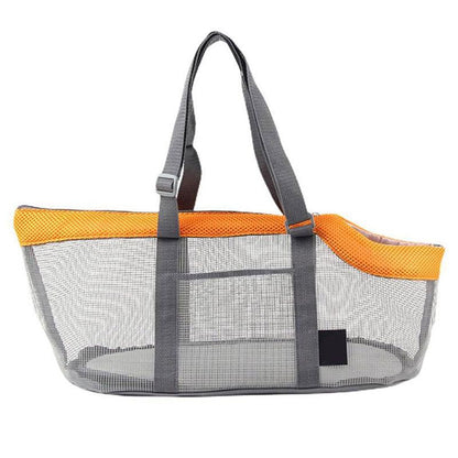 Cats Carrier Bag Portable Four Sides Mesh Surface Breathable Travel Tote Orange Pet Handbag