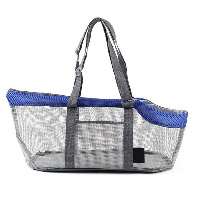 Cats Carrier Bag Portable Four Sides Mesh Surface Breathable Travel Tote Blue Pet Handbag
