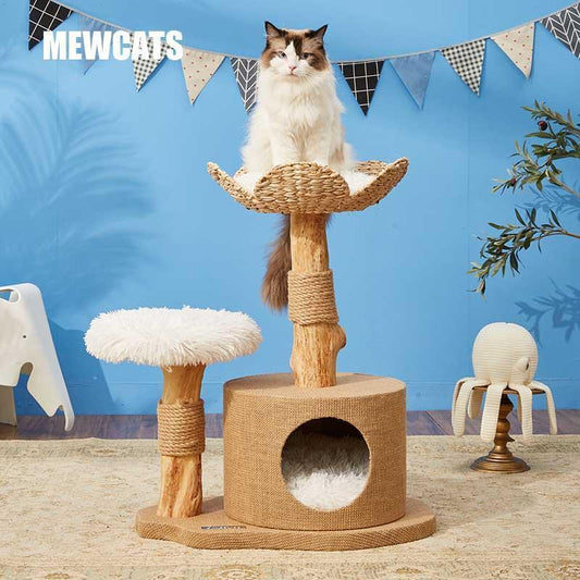 Cattail Solid Wood Cat Tree Climbing Frame