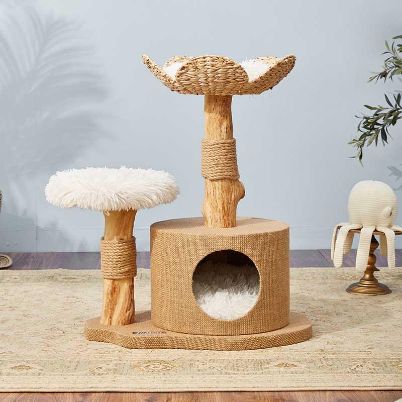 Cattail Solid Wood Cat Tree Climbing Frame