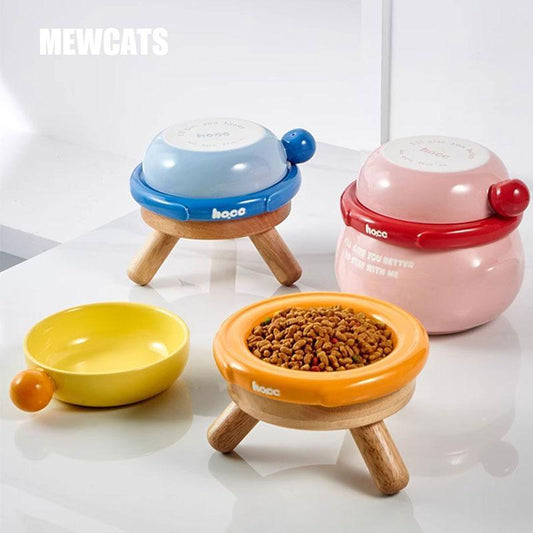Ceramic Cat Food Water Bowl Dishes 4 in 1 