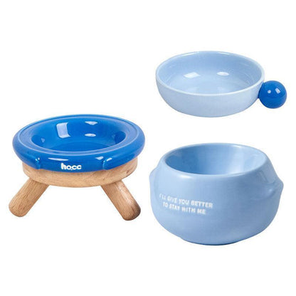 Ceramic Cat Food Water Bowl Dishes 4 in 1 - MEWCATS