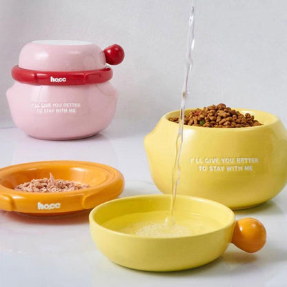 Ceramic Cat Food Water Bowl Dishes 4 in 1 - MEWCATS
