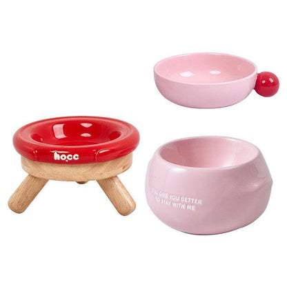 Ceramic Cat Food Water Bowl Dishes 4 in 1 - MEWCATS