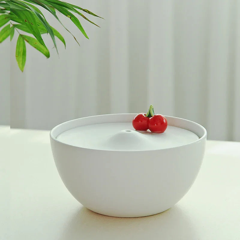 Cherries Ceramic Cat Water Fountain Filter Water Dispenser Bowl - MEWCATS