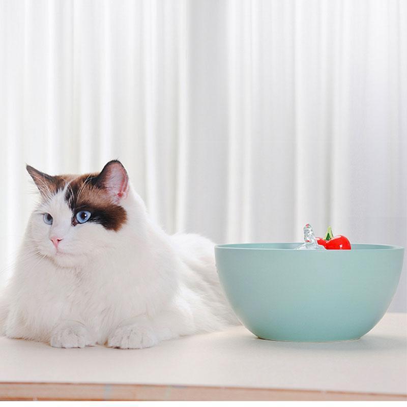 Cherries Ceramic Cat Water Fountain Filter Water Dispenser
