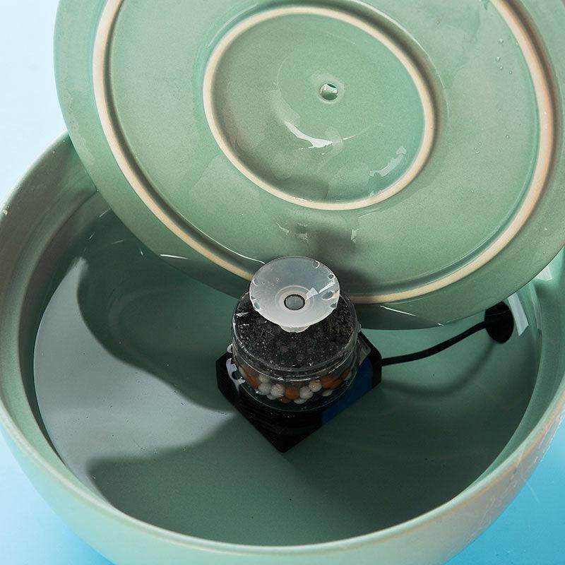 Cherries Ceramic Cat Water Fountain Filter Water Dispenser