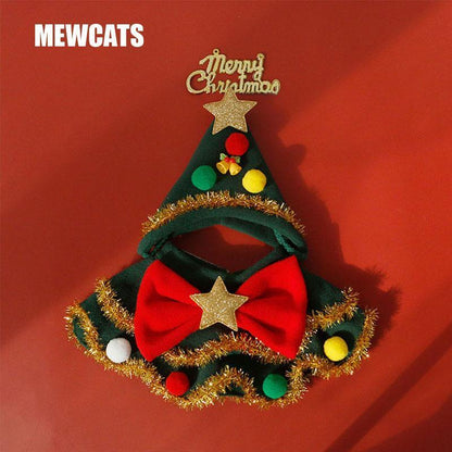 Christmas Cat Clothes Cute Hat Bib - MEWCATS