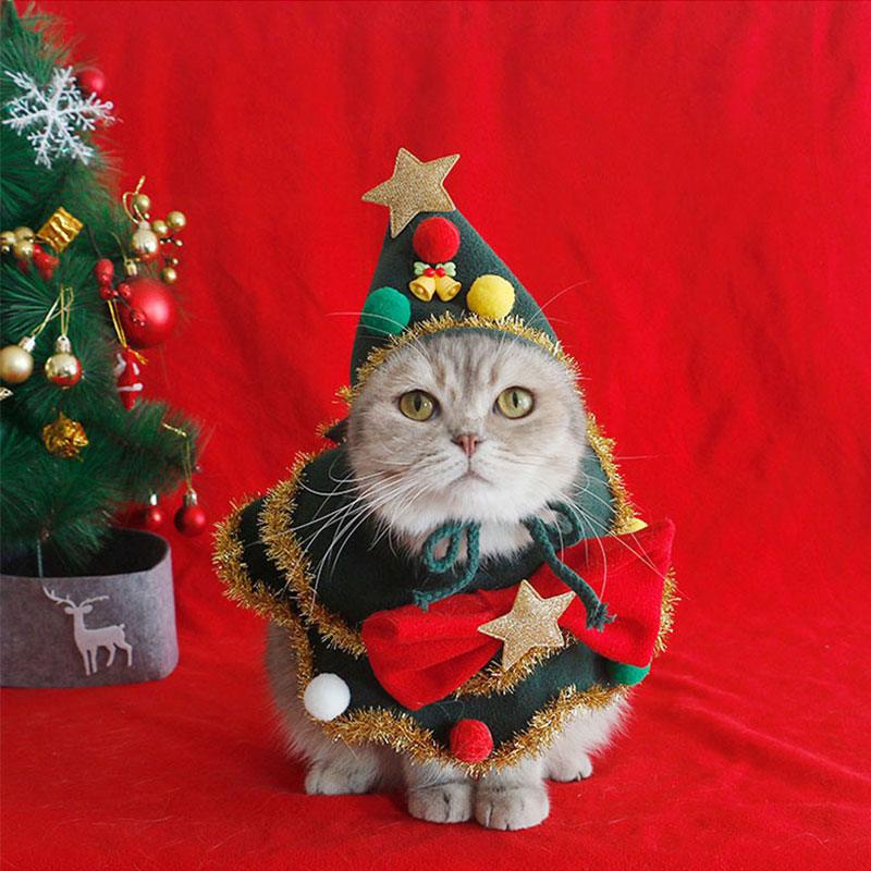 Christmas Cat Collar Clothes Cute Hat Bib