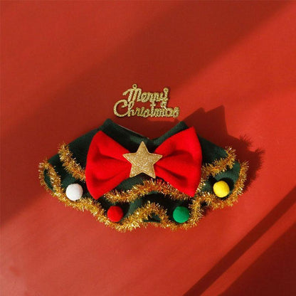 Christmas Cat Collar Clothes Cute Hat Bib