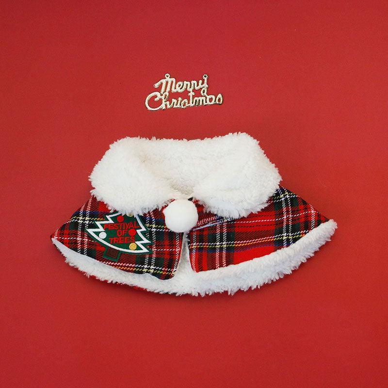 Christmas Cat Hooded Clothes Warm Cape Cape Style / Snowballs Red / XS(Within 2kg)