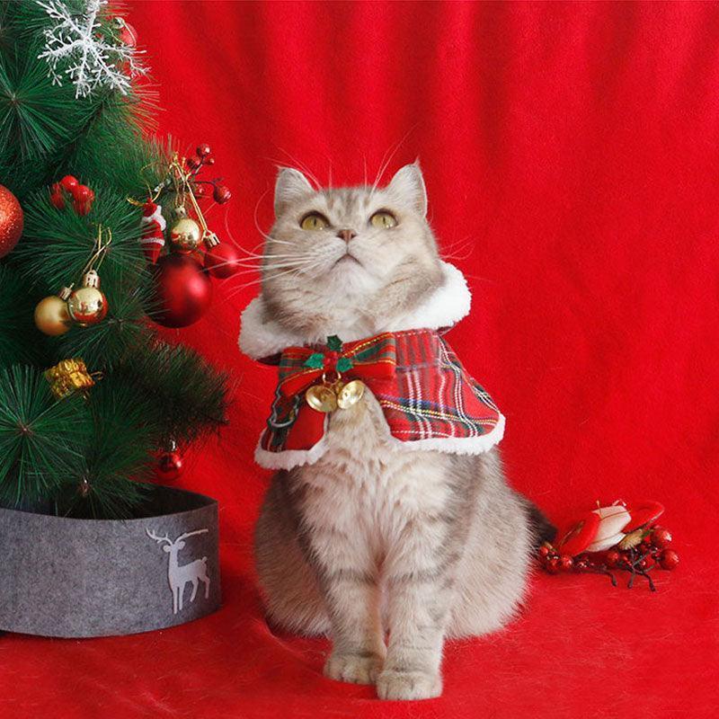 Christmas Cat Hooded Clothes Warm Cape Cape Style / Snowballs Red / XS(Within 2kg) Christmas Cat Hooded Clothes Warm Cape Cape Style / Snowballs Red / XS(Within 2kg)