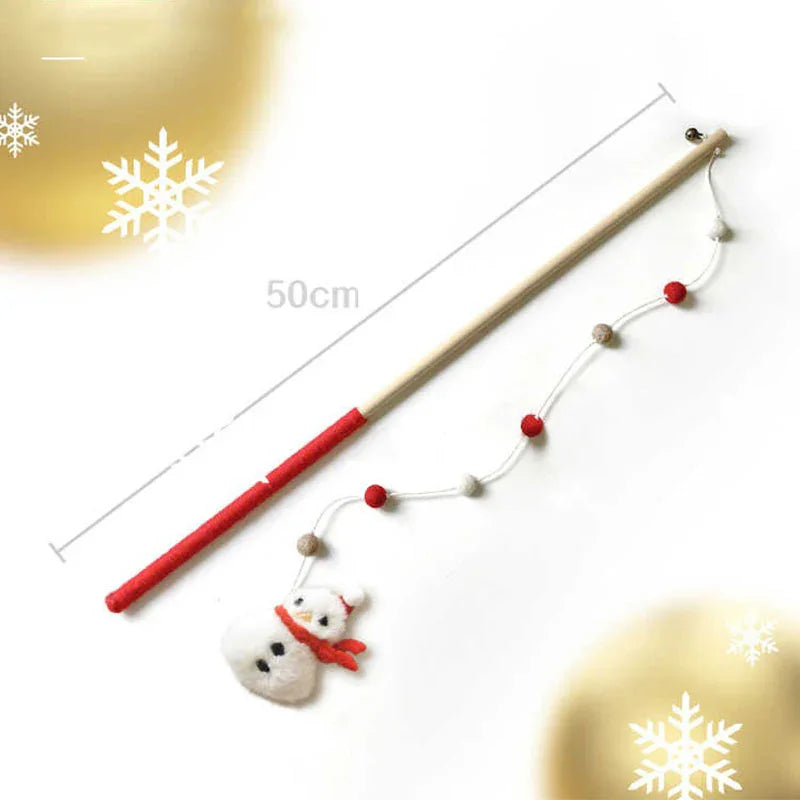 Christmas Feather Teaser Wand Toy for Cats - MEWCATS