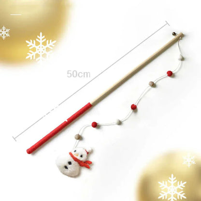 Christmas Feather Teaser Wand Toy for Cats - MEWCATS