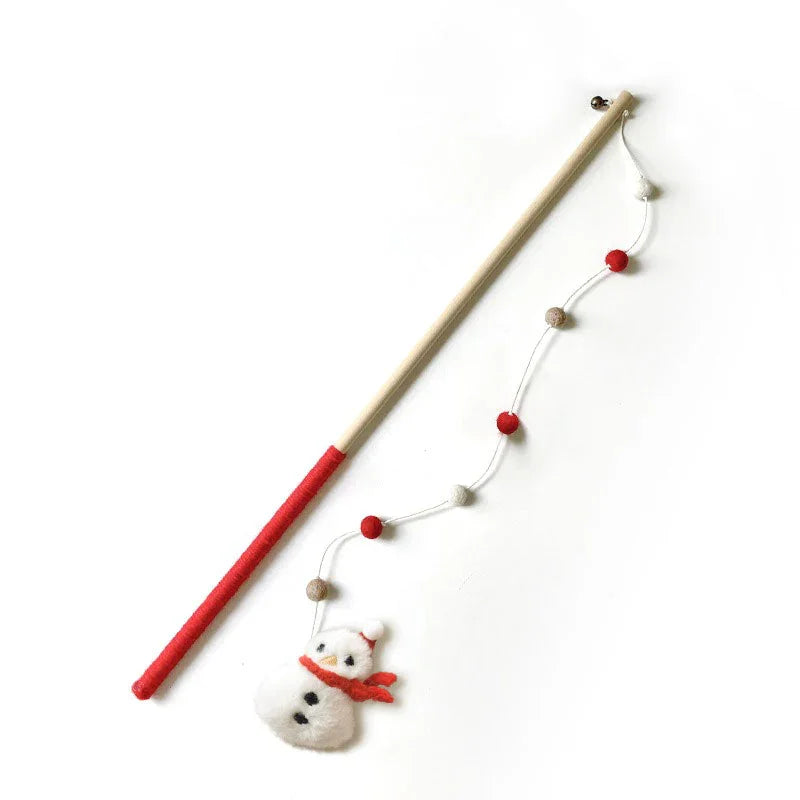 Christmas Feather Teaser Wand Toy for Cats - MEWCATS