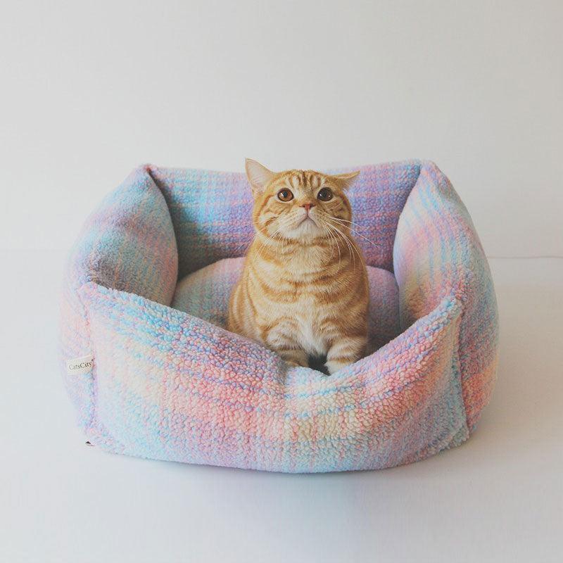Colorful Plaid Warm Cat Couch Bed - MEWCATS